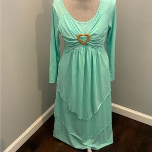 NEW   Turquoise Sundress with Scoop Neck and Gold Accent